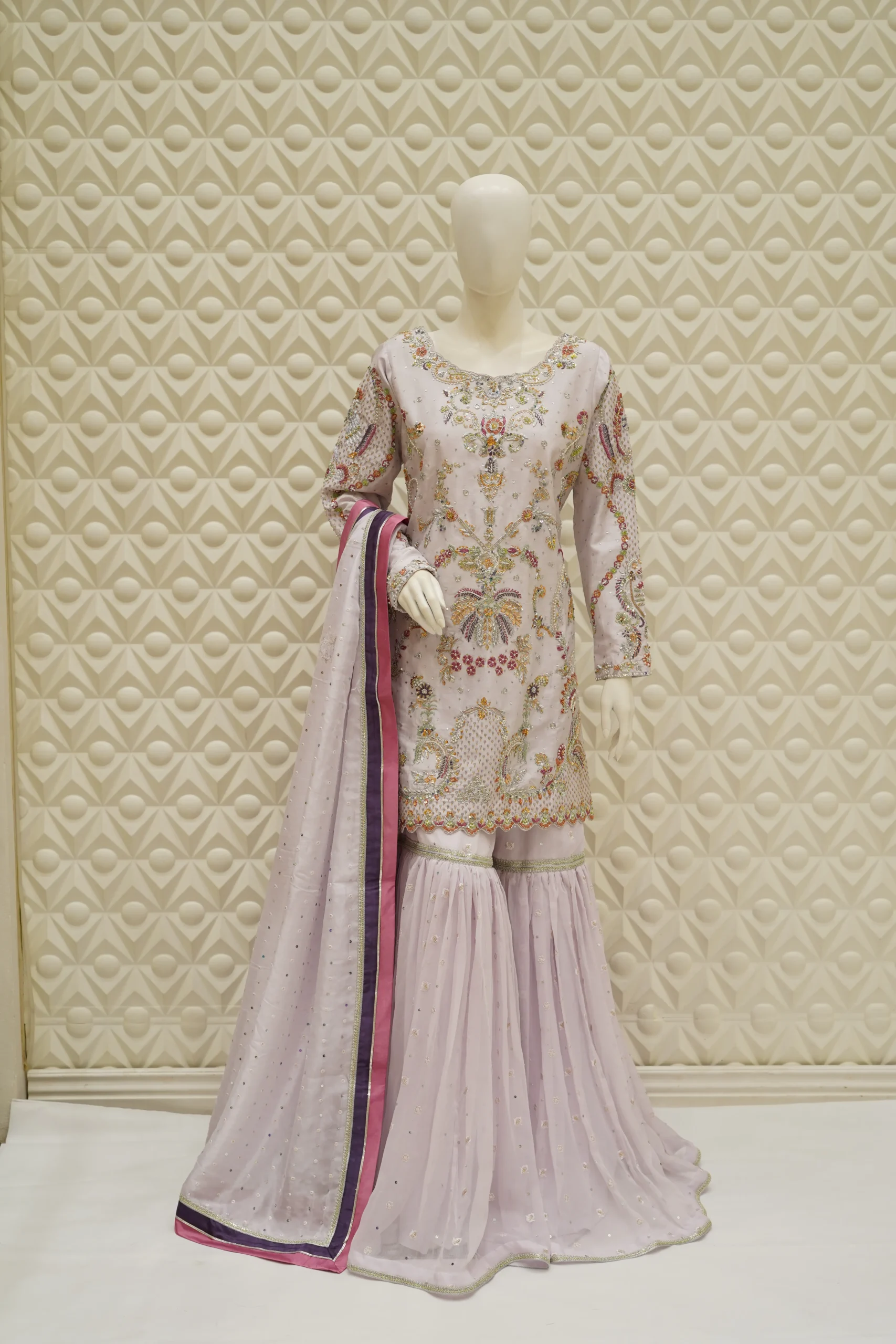 IMG_2238.JPG Mauve Gharara Multi-Colour Embroidery - Image 1