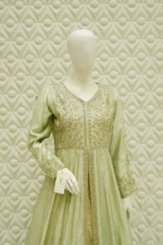 Embroidered Yoke Frock Style Suit with Sequin Net Dupatta - Image 3