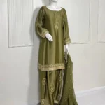 Olive Green Silk  Wedding Wear