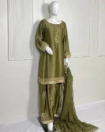 Olive Green Silk  Wedding Wear