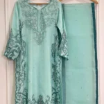 Mint Green Baraat Dress Teal Embroidered 3 Piece