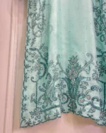 Mint Green Baraat Dress Teal Embroidered 3 Piece - Image 3