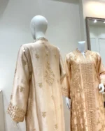 Golden Beige Walima Suit with Heavy Gota And Dabka Embroidery - Image 4