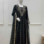 Black And Gold 3 Piece Zardozi Anarkali Wedding Dress