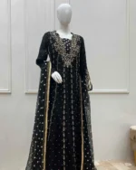 Black And Gold 3 Piece Zardozi Anarkali Wedding Dress