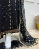 Black And Gold 3 Piece Zardozi Anarkali Wedding Dress - Image 2
