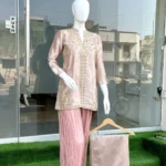 Blush Pink Zardozi Gharara with Gold Dabka And Dupatta