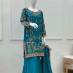 Ferozi Baraat Dress Heavy Gold Zardozi Sharara Set