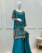 Ferozi Baraat Dress Heavy Gold Zardozi Sharara Set