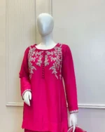 Pink 3 Pieceilver Zardozi Baraat Walima Dress - Image 3
