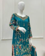 Ferozi Baraat Dress Heavy Gold Zardozi Sharara Set - Image 4