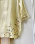 Lemon Yellow Silk Botanical Embroidery - Image 2