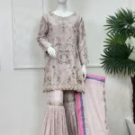 Mauve Gharara Multi-Colour Embroidery