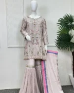 Mauve Gharara Multi-Colour Embroidery