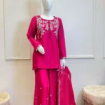 Pink 3 Pieceilver Zardozi Baraat Walima Dress