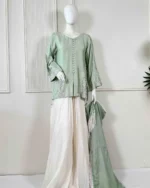 Pastel Silk Bridal Sharara Set with Tassel Dupatta - Image 3