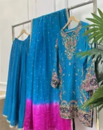 Ferozi And Pink Heavy Embroidered 3 Piece Wedding - Image 3