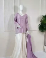 Pastel Silk Bridal Sharara Set with Tassel Dupatta - Image 2