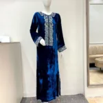 Blue Velvet Barat Dress Silver Resham And Bead Embroidered