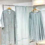 Sage Green Eid Suit Open-Front Dabka Vine Jacket