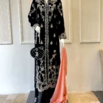 Black Velvet Nikah Dress Silver Zardozi And Resham