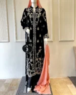 Black Velvet Nikah Dress Silver Zardozi And Resham
