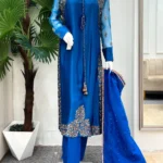 Royal Blue Walima Dress with Zardozi And Dupatta