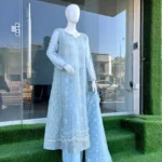 Sky Blue Chiffon Embroidered 3-Piece Suit