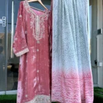 Rose Velvet Nikah Dress with Embroidered Dupatta