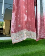 Rose Velvet Nikah Dress with Embroidered Dupatta - Image 3