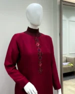Maroon Formal 3-Piece Suit with Embellished Gala - Image 2