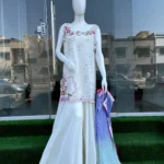 White Mehndi Sharara Suit with Ombre Dupatta