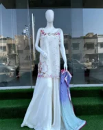 White Mehndi Sharara Suit with Ombre Dupatta