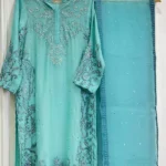 Ferozi Silk Resham And Sequin Embroidery