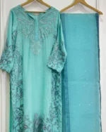 Ferozi Silk Resham And Sequin Embroidery