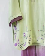 Pista Green Silk Suit Purple Floral Embroidery - Image 3