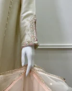 Cream And Peach 3 Piece Pearl Embroidered Wedding Dress - Image 2
