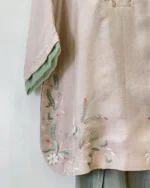 Skin Beige 2 Piece Botanical Floral Embroidered Dress - Image 2