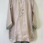 Skin Beige 2 Piece Botanical Floral Embroidered Dress