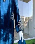 Teal Velvet Maxi with Stone Work And Matching Dupatta - Image 3