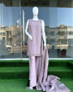 Mauve Floral Embroidered Suit with Palazzo And Dupatta