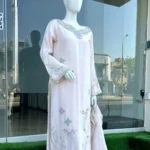 Blush Pink Kaftan with Resham Moti Embroidery And Dupatta