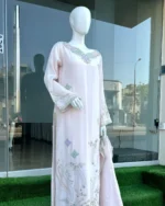 Blush Pink Kaftan with Resham Moti Embroidery And Dupatta