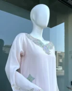 Blush Pink Kaftan with Resham Moti Embroidery And Dupatta - Image 2