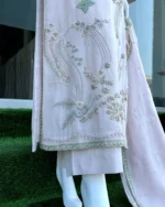 Blush Pink Kaftan with Resham Moti Embroidery And Dupatta - Image 3