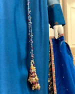 Royal Blue Walima Dress with Zardozi And Dupatta - Image 3