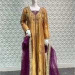 Zardozi Embroidered Anarkali Suit with Organza Dupatta