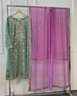 Heavy Gota Embroidered Kurta with Contrast Sequin Dupatta