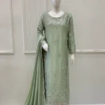 Coral Silk Suit Silver Zardozi AndUnique Back Neckline Design