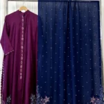 Magenta Kurta with Navy Pearl Booti Dupatta